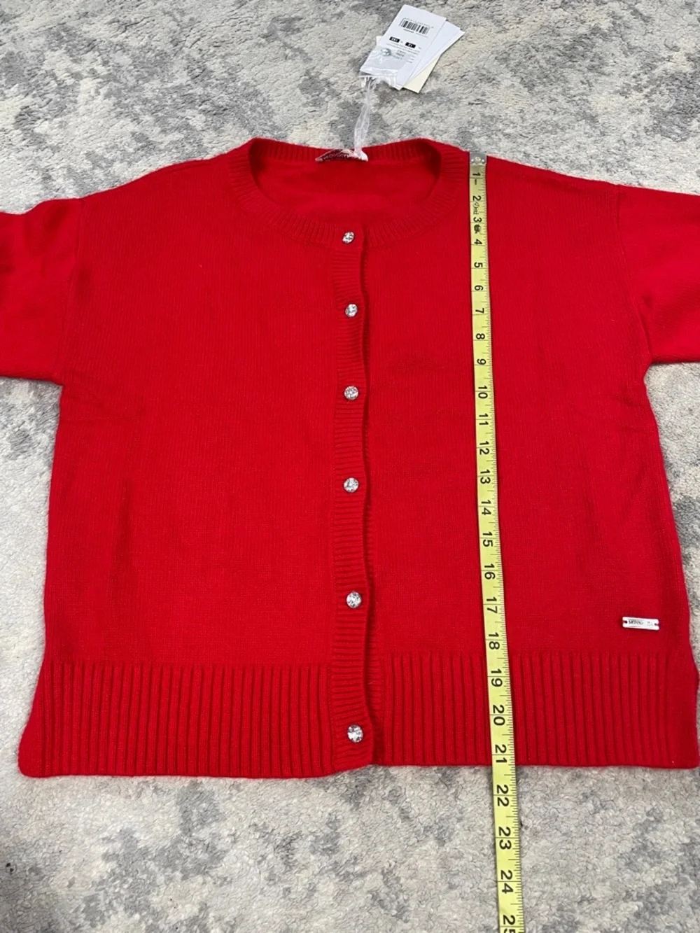 NWT Monnalisa Angora Wool Blend Red Cardigan Sweater Crystal Button Sz 12 Y